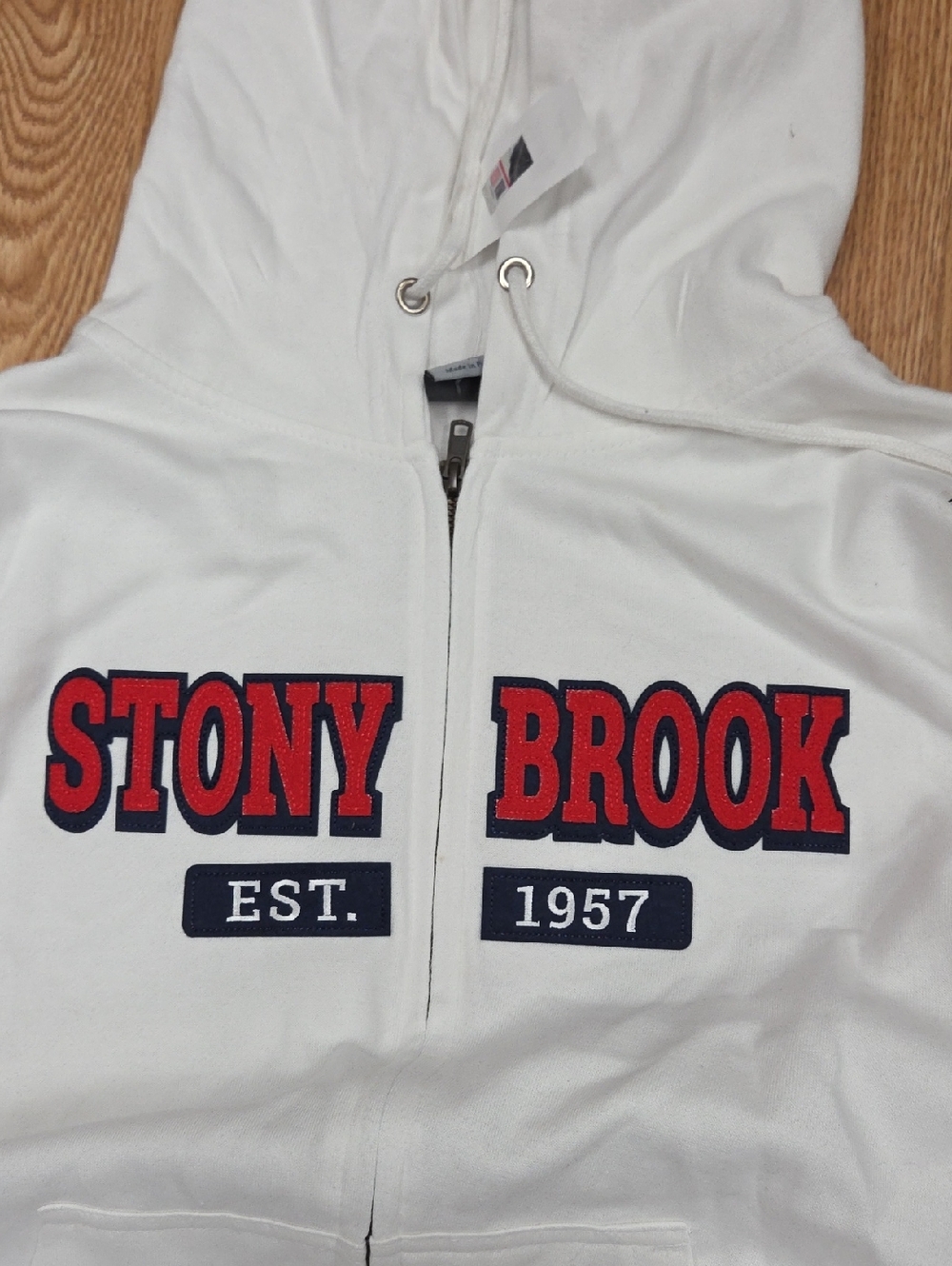 New MV Sport Stony Brook White Zip-Up Hoodie - Picture 2 of 9